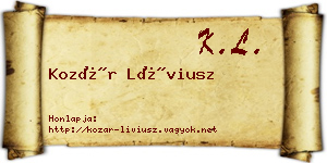 Kozár Líviusz névjegykártya