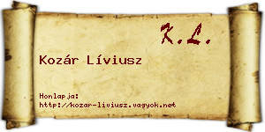 Kozár Líviusz névjegykártya