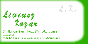 liviusz kozar business card